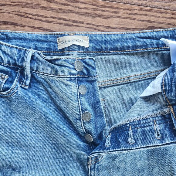 Bianco Jeans women's Street Style Denim Distressed Button Fly high-low hem Sz 29 - Picture 5 of 7